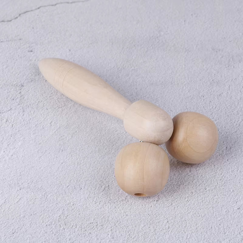 Wooden Eye Face Roller Health Care Massager Primary Wood Color Relaxing Neck Chin Slimming Face-Lift Massage Tool