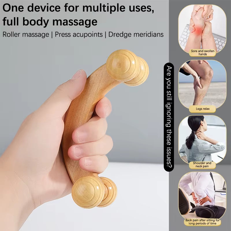Wooden Massage Roller Therapy Body Massager Foot Face Shoulder Neck Hand Push Roller Massager Body Soothing Massage Tool