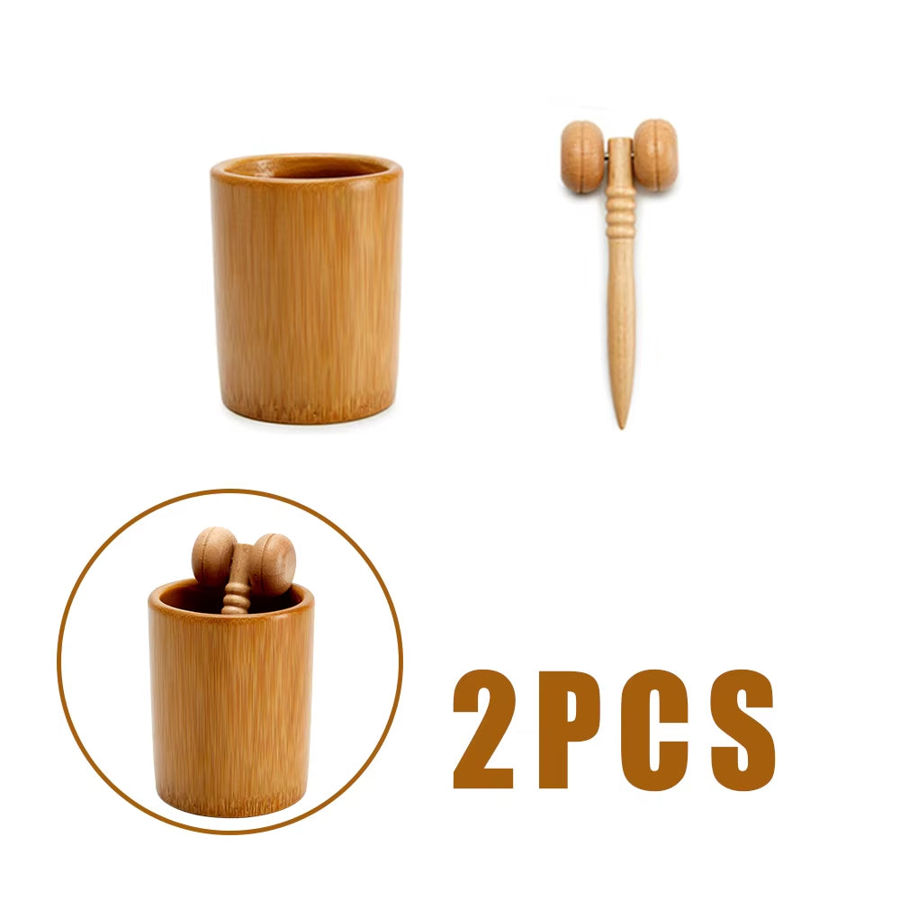 Face Massage Roller Wooden Facial Maderotherapy Lifting Wood Therapy Massage Kit Anti-Cellulite Facial Lifting Wrinkle Remover