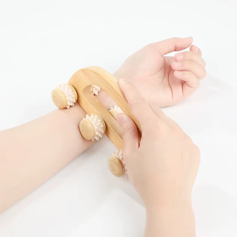Wooden Massage Roller Therapy Body Massager Foot Face Shoulder Neck Hand Push Roller Massager Body Soothing Massage Tool