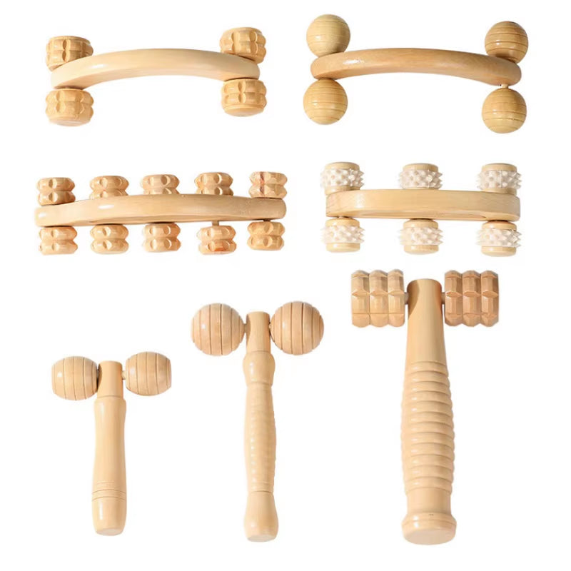 Wooden Massage Roller Therapy Body Massager Foot Face Shoulder Neck Hand Push Roller Massager Body Soothing Massage Tool