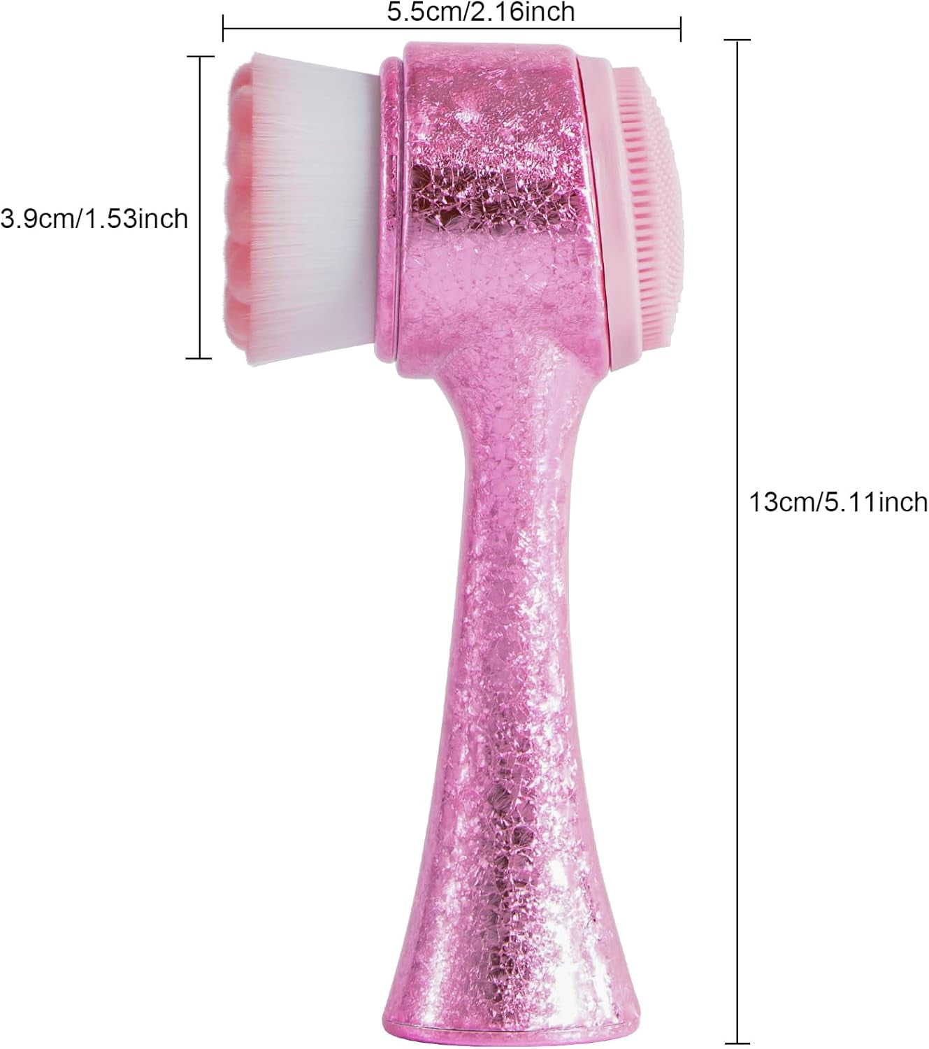 Facial Cleansing Brush, Silicone Face Scrubber, Soft Bristles Exfoliating Face Wash Brush, Pore Deep Cleansing Double Side Face Skincare Tool for Makeup Removal, Ice Flower Pink, 1 Piece