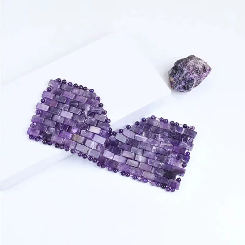 Natural Amethyst Jade Eye Mask Jade Roller Massager Gouache Scraper Set Cold Therapy Eye Mask Face Skin Care Massage Tools