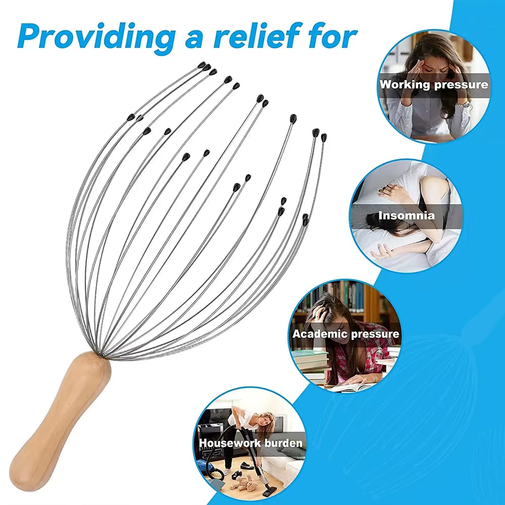 Head Massage Octopus Scalp Relax Healing Neck Claw Massage Anti-Stress Pain Relief Relax Spa Headache Stimulate Blood Circulate