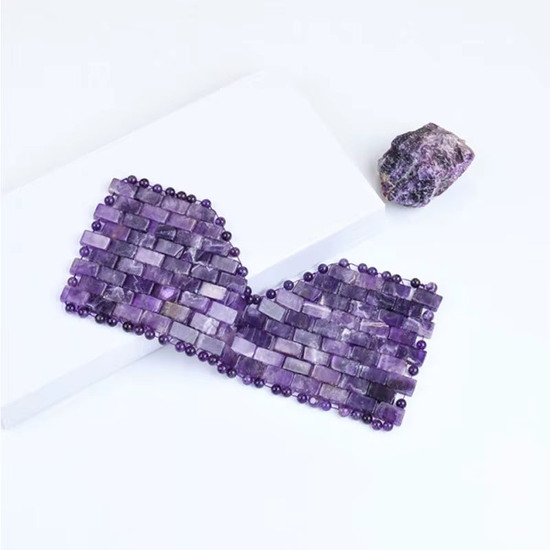 Natural Amethyst Jade Eye Mask Jade Roller Massager Gouache Scraper Set Cold Therapy Eye Mask Face Skin Care Massage Tools