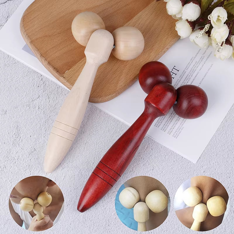 Wooden Eye Face Roller Health Care Massager Primary Wood Color Relaxing Neck Chin Slimming Face-Lift Massage Tool
