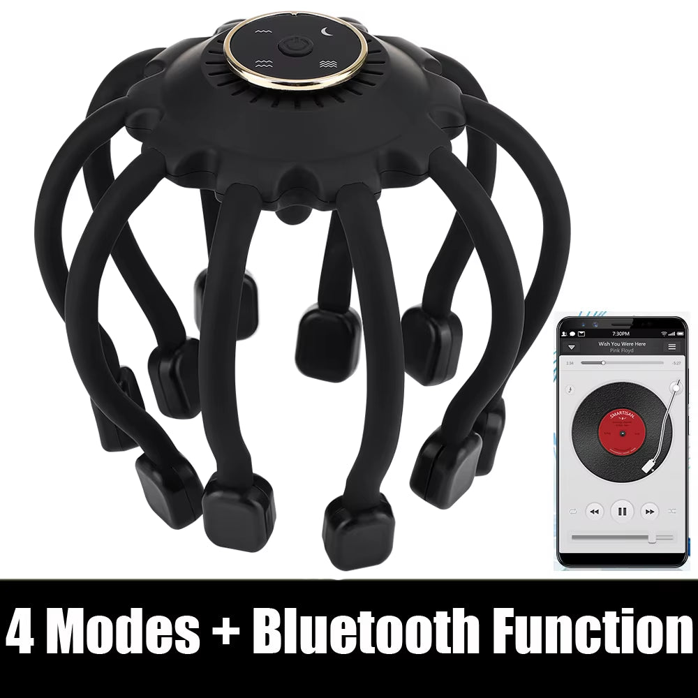 Electric Octopus Claw Scalp Massager Hands Free Therapeutic Head Scratcher Relief Hair Stimulation Rechargable Stress Relief