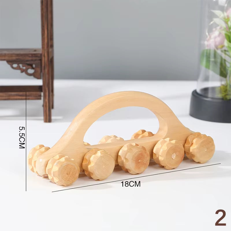 Wooden Massage Roller Therapy Body Massager Foot Face Shoulder Neck Hand Push Roller Massager Body Soothing Massage Tool