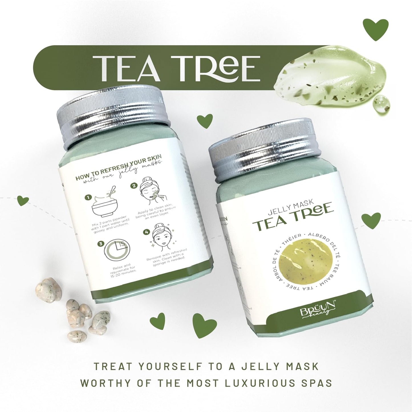 Peel-Off Tea Tree Jelly Mask for Face Care – a 23 Fl Oz Rubber Mask Jar for 30 to 35 Treatments – a Skin Care Moisturizing Gel Mask of Spa Set for Men, Women and Adults