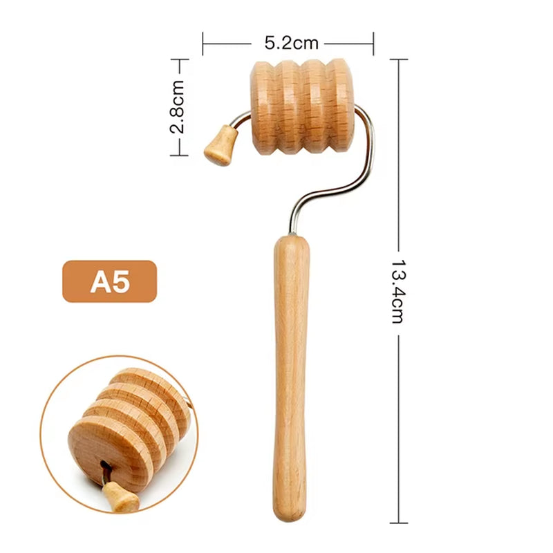 Face Massage Roller Wooden Facial Maderotherapy Lifting Wood Therapy Massage Kit Anti-Cellulite Facial Lifting Wrinkle Remover