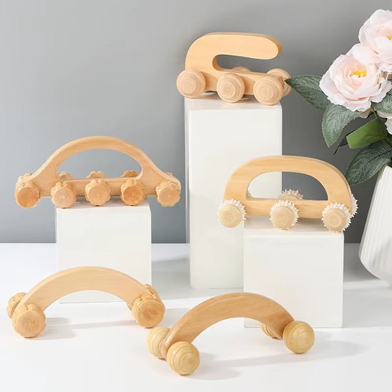 Wooden Massage Roller Therapy Body Massager Foot Face Shoulder Neck Hand Push Roller Massager Body Soothing Massage Tool