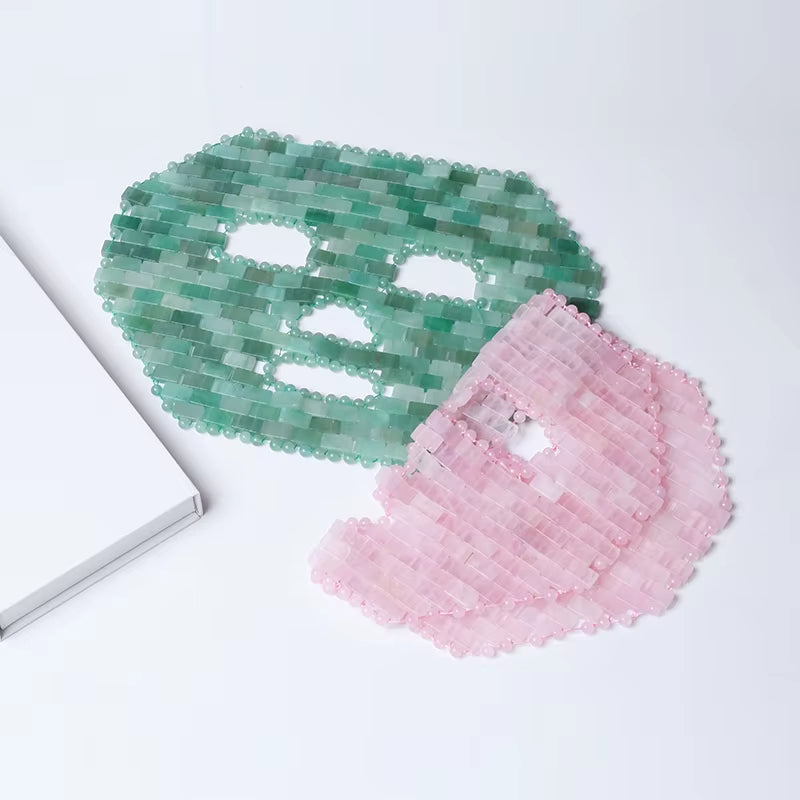 1Pcs 265*200 Mm Cool Compress Natural Rose Quartz Jade Full Face Mask Massager Stone Sleep Mask Face Massager