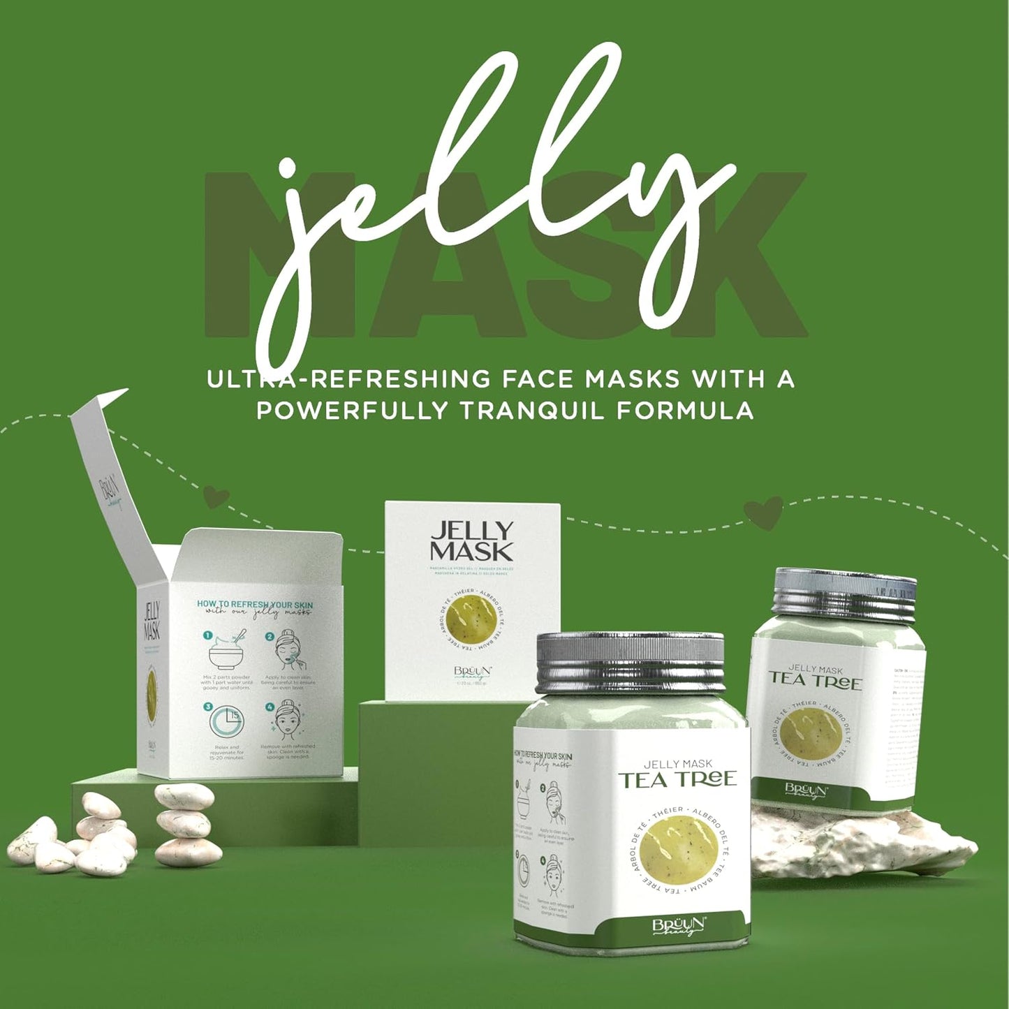 Peel-Off Tea Tree Jelly Mask for Face Care – a 23 Fl Oz Rubber Mask Jar for 30 to 35 Treatments – a Skin Care Moisturizing Gel Mask of Spa Set for Men, Women and Adults
