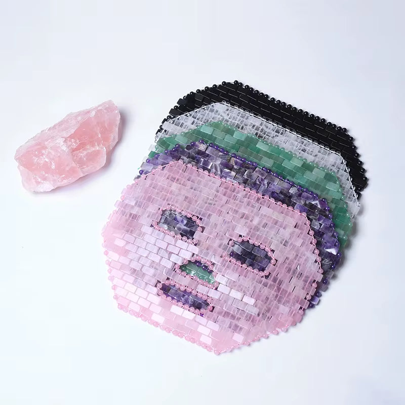 1Pcs 265*200 Mm Cool Compress Natural Rose Quartz Jade Full Face Mask Massager Stone Sleep Mask Face Massager