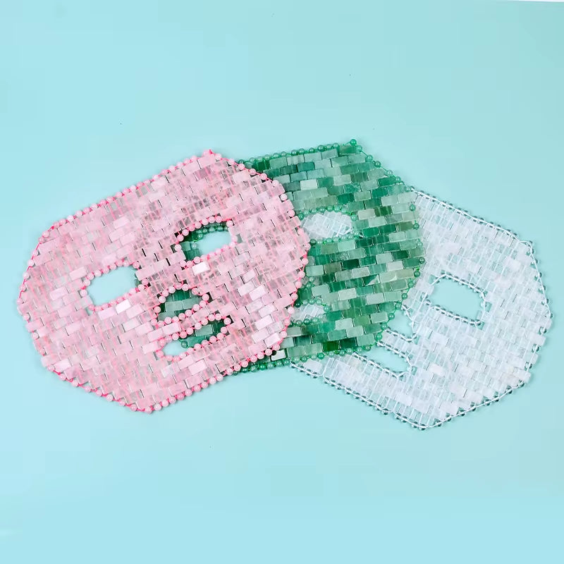 1Pcs 265*200 Mm Cool Compress Natural Rose Quartz Jade Full Face Mask Massager Stone Sleep Mask Face Massager